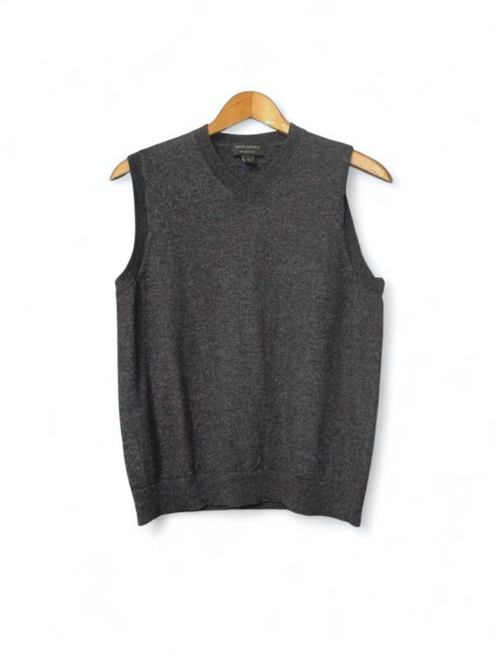 Banana Republic Merino Wool Vest V-Neck Charcoal Heather Dark Grey Men’s L Large